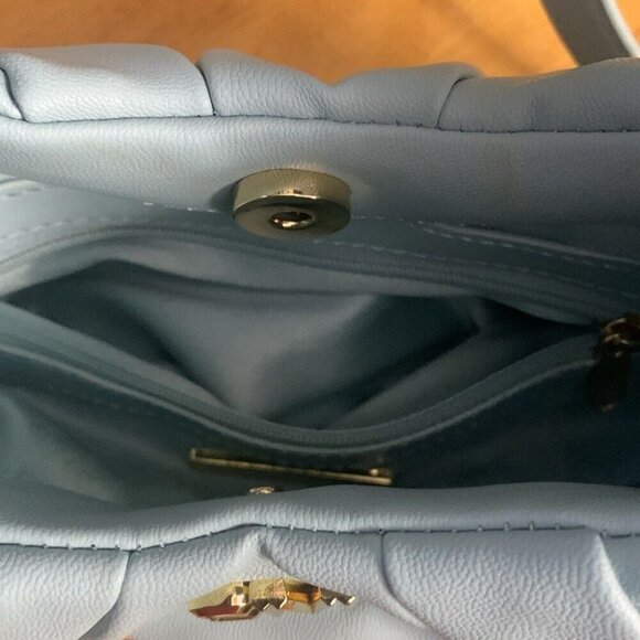 Steve Madden Corinne Crescent Crossbody 2-way Bag Ruched Handle Sea Crush Mint - Picture 9 of 12